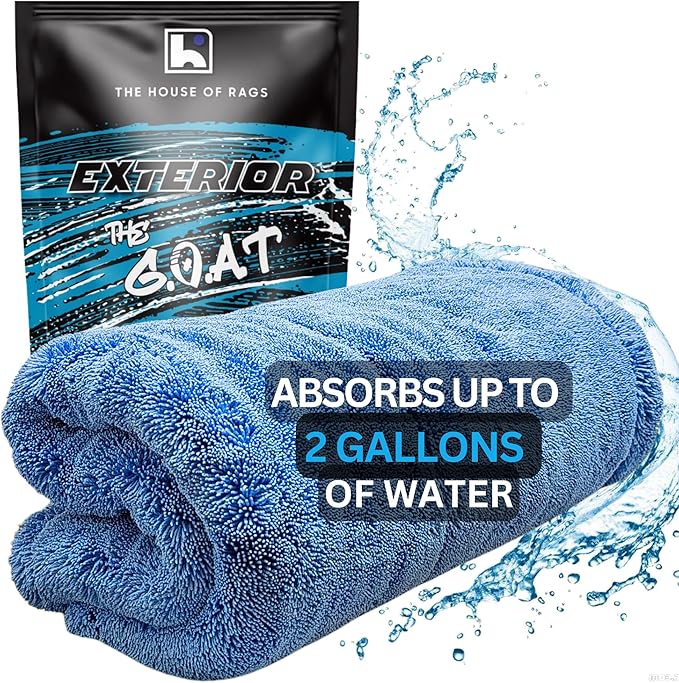 The Goat V2 - Heavy Duty Absorbent Microfiber Drying Towel, 70/30 Premium Korean Quality, for Cars Detailing, Trucks, SUV's, 27.5x27.5 inches, Twist Loop, 2300 GSM, Blue