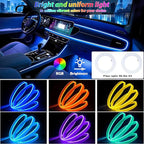 Car Led Strip Lights, Interior Car Lights, App Control Ambient Lighting Kit With RGB 16 Million Colors Fiber Optics&Music Sync Rhythm, USB Neon Light Accessories for Center Console&Dashboard, Upgraded