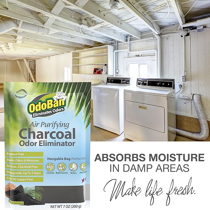 OdoBan Air Purifying Charcoal Natural Odor Eliminator, Non-Toxic Formula, Made in the USA, Fragrance Free, 200 Gram Bag