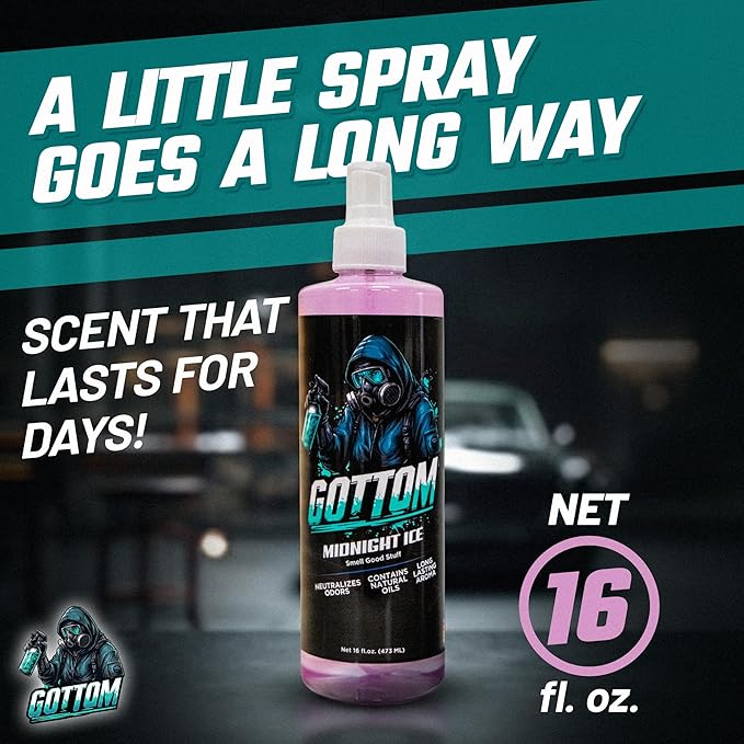 Gottom Air Freshener Spray - Long Lasting Odor Eliminator - 16 oz (Midnight Ice) - Car Scent, Auto Odor Remover, Fresh Fragrance, Air Freshener for Trucks, SUVs, RVs & more