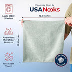 USANOOKS Microfiber Cleaning Cloth - Sea Green - 8Pcs (12.5x12.5 inch) High Performance - 1200 Washes, Ultra Absorbent Car Towel Traps Grime & Liquid for Streak-Free Mirror Shine - car Washing Cloth