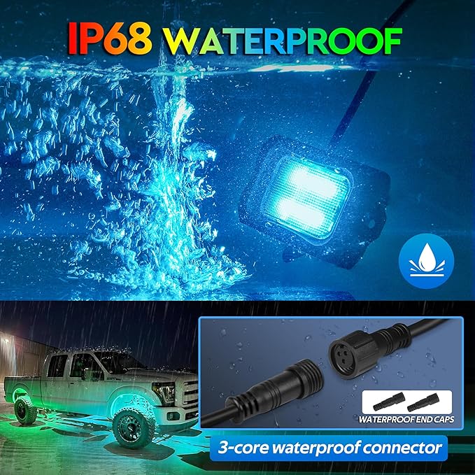 MICTUNING C2 Max RGB+IC Chasing Color Rock Lights - 2 pcs (Not inlcude Controller)