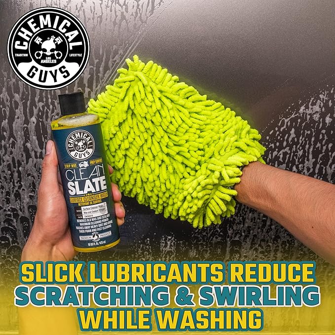 Chemical Guys CWS_803 Clean Slate Deep Surface Cleaning Car Wash Soap, 128 fl oz (1 Gallon), Citrus Scent Chenille Premium Scratch-Free Microfiber Wash Mitt
