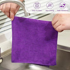 Microfiber Cleaning Cloths-12 Pack,Microfiber Towels for Cars & Kitchen,Highly Absorbent Cleaning Towel,Lint Free Streak Free Rags for House,Window,Purple,Green,Blue(16"x16")