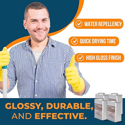 DeckGeneral High Gloss Masonry Sealer 5745 - Heavy Duty Outdoor Concrete Sealer - Multi-Purpose Acrylic-Based Waterproof Coating for Bricks, Mortar, Patio, Stairs, Walls, Pavement -Case of 4(1 Gal)