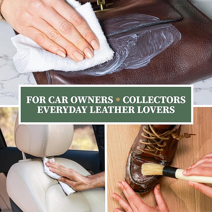 Lexol Advanced Naturals Leather Care Kit with All Leather Cleaner, Conditioner, 2 Cotton Cloths and Natural Bristle Brush, Great for Car Interiors, Furniture, Bags, Boots, Baseball Gloves, 5 Piece Kit