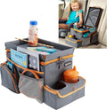 High Road CarHop Car Caddy Organizer with Road Trip Cooler, Car Cup Holder Bin, Sturdy Snack and Play Lid and 6 Organization and Storage Pockets, Gray