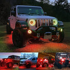 4WDKING Red LED Rock Lights, 4 Pods IP68 Waterproof Underbody Glow Trail Rig Lamp LED Neon Lights for Truck Off Road Truck Car Boat ATV SUV Motorcycle