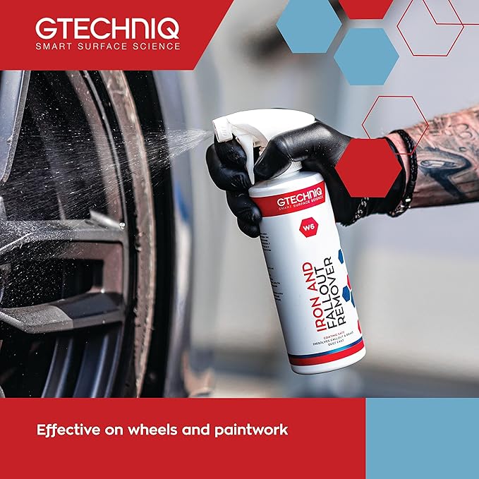 Gtechniq W6 Iron Removing Wheel & Paint Cleaner for Cars, 33.8 fl oz | Powerful Iron and Fallout Remover, Dissolves Contaminants Safely, Protects Paintwork and Wheels