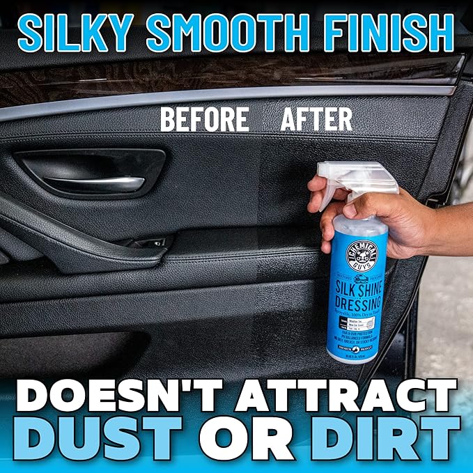 Chemical Guys Silk Shine Tire and Trim Dressing and Protectant – Non-Greasy Vinyl, Plastic & Rubber Spray, Plastic Restorer for Cars – Restores Shine for Cars, Trucks, Motorcycles, RVs, 128 oz