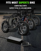 UL Listed 54.6V 3A Fast Battery Charger Compatible with Super 73 Ebikes - Waterproof 110V Power Adapter with 3-Pin Connector for Z/S/R-Series, Z Adventure, S2, RX and More eBikes Lithium Battery