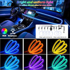 6 in 1 Car Led Strip Lights with App Control, RGB Colors Interior Car Lights, Ambient Led Lighting Kit, 4 Light Flashing Modes, USB Neon Accessories for Doors, Center Console