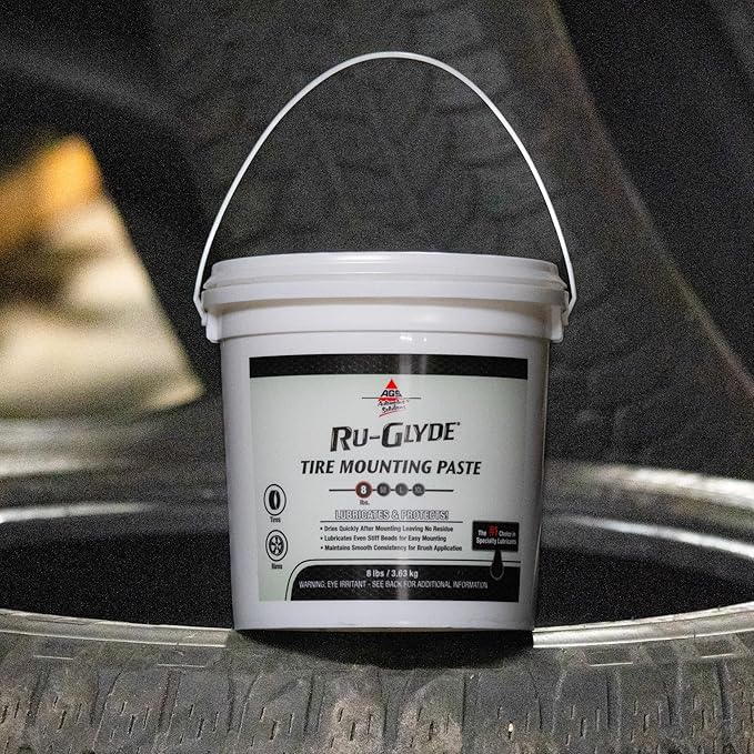 AGS Ru-Glyde Tire Mounting Paste - 8lb Pail - Premium Quality Tire Mounting Lubricant, Ensures Smooth, Efficient Tire Installation - Perfect for Automotive/Industrial Use - Prevents Rim/Tire Damage