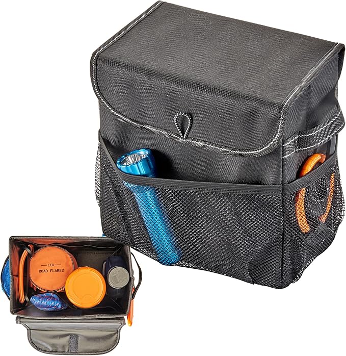 High Road Carganizer Car Storage Organizer with Lid - Multipurpose Small Car Storage Box, Back or Front Seat Organizer, Auto Console or Trunk Organizer - Univeral Fit in All Vehicles