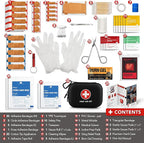 Mini First Aid Kit, 100 Pieces Water-Resistant Hard Shell Small Case - Perfect for Travel, Outdoor, Home, Office, Camping, Hiking, Car (Black)