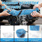 PUGPIU Microfiber Car Drying Towel Extra Large Super Absorbent 48"X24", 1400 GSM Flash Detail Car Wash Drying Towel Edgeless with Two Sided Soft Twisted-Loop, No Water Spots Streaks for Cars (Blue)