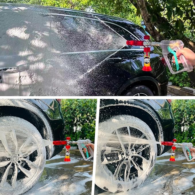 BEAR FORCE Pressure Magnetic Suction Mini Foam Cannon Pro with 1/4 Quick Connector, Pressure Washer 360° Adjustable Snow Foam Lance, Car Wash Soap Dispenser for Thick Foam