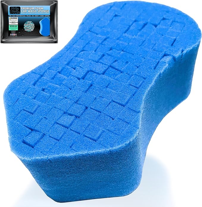 Sudz Budz® Premium Foam Ergonomic Grid Car Wash Sponge 1pc | Anti-Marring Sponge for Soap and Rinseless Washing | Cross-Cut, Easy Grip, Durable, Soft, Scratch-Free Car Cleaning and Detailing