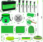 Lezcufer 17Pcs Car Wash Kit,62" Car Wash Brush Mop with Long Handle,Car Cleaning Kit,Car Detailing Brush Set,Car Wash Bucket,Car Wheel Brush,Complete Interior Car Cleaning Supplies