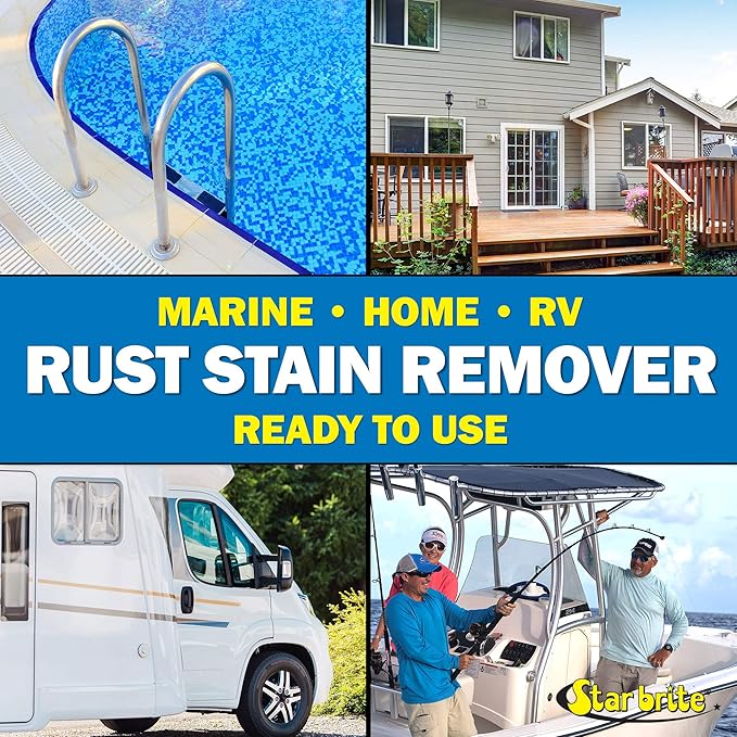STAR BRITE Rust & Corrosion Stain Remover - Fast-Acting Spray for Fiberglass, Vinyl, Fabric, Metal & Painted Surfaces - Also Removes Sprinkler Stains 22 OZ (089222P)