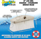 STAR BRITE 8" Heavy Duty Cleaning Brush – Durable, High-Density Star Prene Fibers for Boat Decks, Docks & Tough Surfaces – Fits 3/4" Threaded or Extend-A-Brush Handles – Stiff Bristle, White (040010)