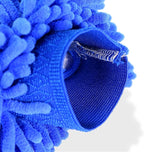 Chenille Microfiber Wash Mitt - Blue Thick and Absorbent Scratch Free Car Wash Mitt - Complete with Wheel Brush