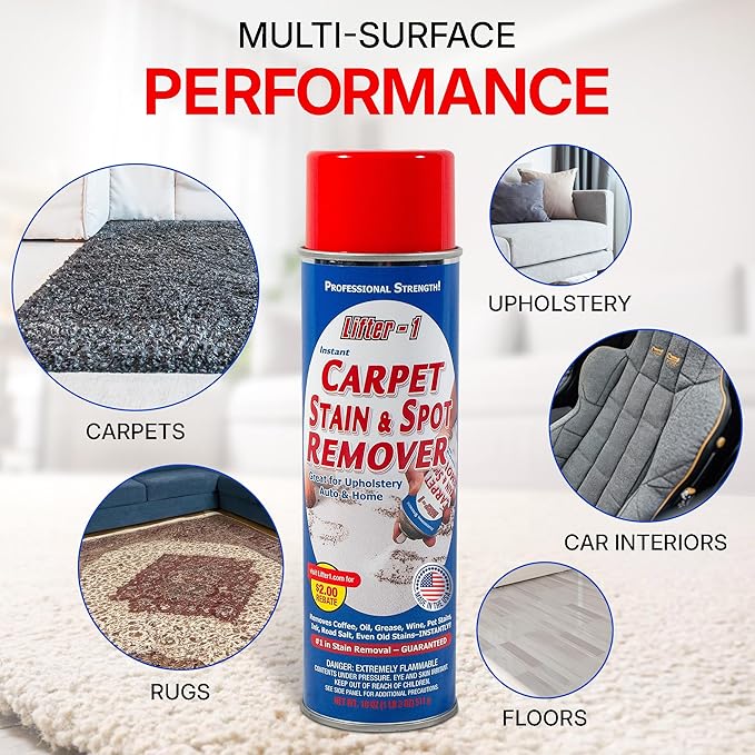 Carpet Spot Remover, Stain and Red Wine Remover and Spot Treatment for Oil, Grease, Urine, Cleaning Performance for Rugs, Upholstery, Fabrics. Pack of 2