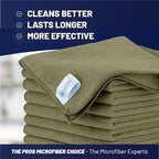 MW Pro Microfiber Cleaning Cloth | Olive | 12 Pack | 16” x 16” | All Purpose Microfiber Towels - Clean, Dust, Polish, Scrub, Absorbent