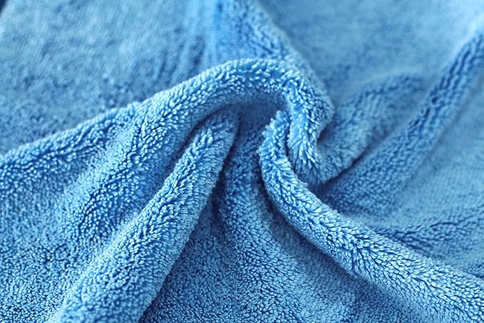 Maxshine 380GSM Zero Crazy Microfiber Towel Cleaning Cloth with Blue Silk Border - Blue, 16”x24” (40x60cm), Ultra-Soft & Absorbent, Perfect for Car Detailing & Cleaning