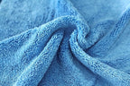 Maxshine 380GSM Zero Crazy Microfiber Towel Cleaning Cloth with Blue Silk Border - Blue, 16”x24” (40x60cm), Ultra-Soft & Absorbent, Perfect for Car Detailing & Cleaning