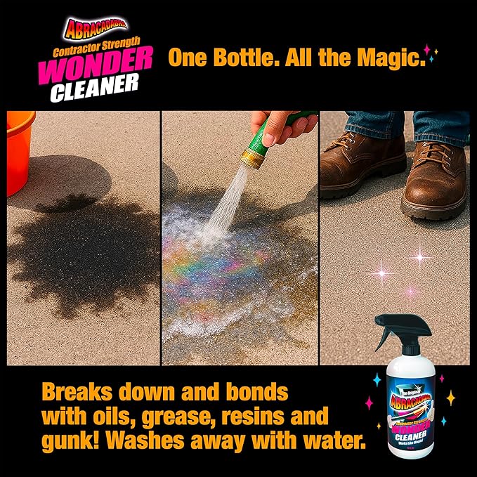 Abracadabra® Contractor Strength Wonder Cleaner - As Seen on TV - 16 fl oz - Gunk & Build up Remover - Removes Tar, Adhesives, Gum, Stickers, Sap, Oils & More on Most Surfaces - Better Stronger Faster