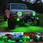 4WDKING Green LED Rock Lights, 4 Pods IP68 Waterproof Underbody Glow Trail Rig Lamp LED Neon Lights for Truck Off Road Truck Car Boat ATV SUV Motorcycle
