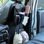 Amooca Car Backseat Organizer PU Leather Storage Bags Travel Accessories Large Pockets for Water Bottle Drink Tissue with Hooks