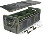 Heavy Duty Trunk Organizer with Lid for Car SUV-1680D Water-Resistant Fabric &3.5mm PP Skeleton,Collapsible Cargo Storage Box with No Sliding Metal Hooks,Fits Tesla,Truck,Sedan (XL Green