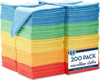 S&T INC. 200 Pack Microfiber Cleaning Cloth, Bulk Towels for Home, Reusable Microfiber Towels for Cars, Cleaning Rags, Assorted, 11.5 Inches x 11.5 Inches, 200 Count