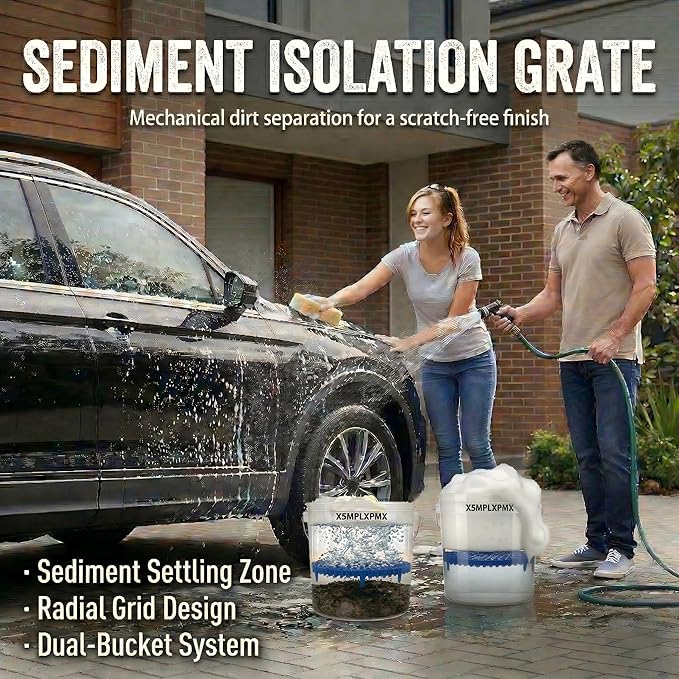 10.4" Heavy Duty Grit Trap (2-Pack) & Wash Mitt Kit - Premium Car Wash Bucket Filter Insert, Dirt Separator, Fits 3.5-5 Gallon (Blue Kit)