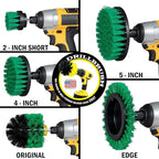 Electric Spin Scrubber Drill Power Kitchen Scrub Brush Green Kit - Cleaning Supplies for Kitchen Accessories - Drill Scrubber Attachment - Cordless Drill Set with Cast Iron Scrubber and Oven Cleaner