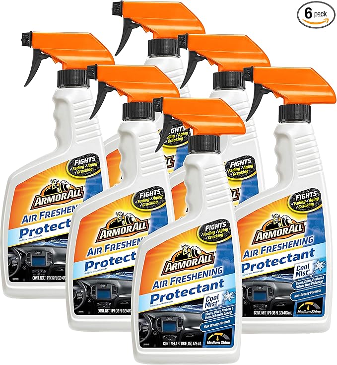 Armor All Car Air Freshener and Cleaner - Odor Eliminator and Protectant for Cars & Truck, Cool Mist, 16 Fl Oz Spray Bottles, Pack of 6, 78511-6PK
