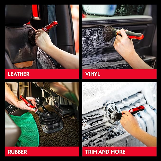 Griot's Garage Soft MOD Detail Brush Head and Handle, Bristle Scrubber for Car Detailing and Light to Medium-Duty Cleaning, Standard Size