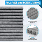 FIXSMITH Grey Microfiber Cleaning Cloth -Pack of 12, Highly Absorbent Cleaning Rags, 16"X12" All Purpose Cleaning Towels for Housekeeping, Kitchen, Car, Lint Free and Reusable Microfiber Towels