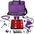ASA TECHMED Nurse Essentials for Work Starter Kit, Stethoscope, Blood Pressure Monitor, Otoscope, Tuning Forks and More. 18 Pcs Doctor Kit, Nurse Gift (Purple)