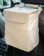 SIBOFUEGO Car Trash Can - Cute Multifunctional Interior Car Accessory for Women, Organizer and Storage with Adjustable Straps, 2 Gallons (Leopard Print Beige)
