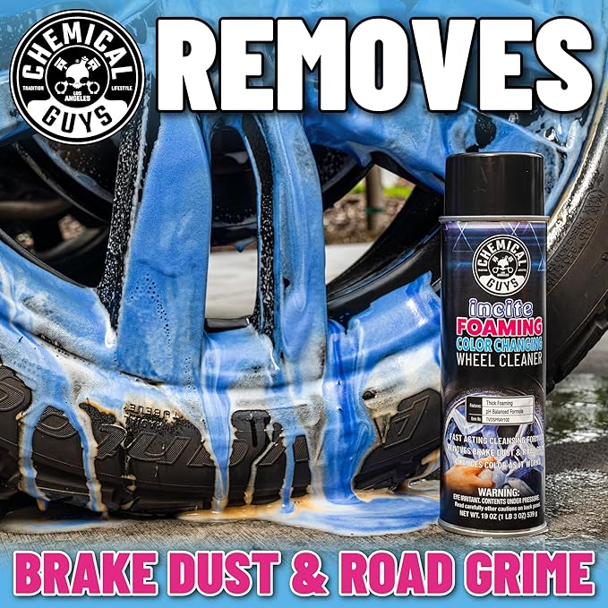 Chemical Guys Incite Foaming Color Changing Wheel Cleaner (Aerosol) (2 Pack) – Iron-Activated Foaming Spray for Brake Dust & Wheel Decontamination