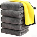 Ultrasoft, Large, Thick and Quick Drying Car Microfiber Cleaning Towel 800GSM Polishing Waxing Auto Detailing Towel Cloth (6pack) (Grey-Yellow)