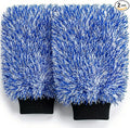 TAKAVU New Car Wash Mitt, 2 Pack Premium Cyclone Microfiber Washing Gloves, Holds Tons of Sudsy Water for Effective Washing, Machine Washable, Lint Free, Scratch Free (Blue)