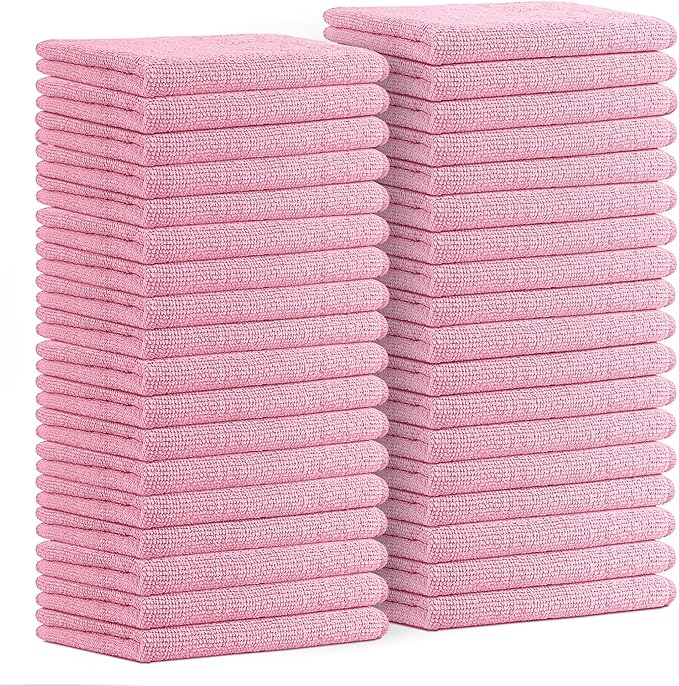 Avalon Towels Microfiber Cleaning Cloths (Value Pack of 36) - Size 16 x 16 Inches, Highly Absorbent Cleaning Rags, Lint Free, Reusable and Washable, Microfiber Towels for Cars