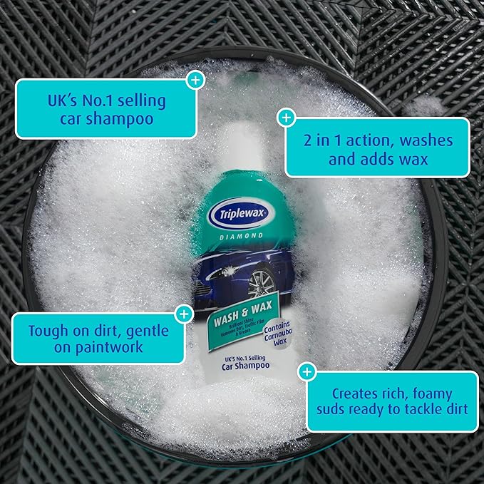 Triplewax Wash and Wax – Car Shampoo Pouch for a Streak-Free Glossy Finish, 40 fl oz