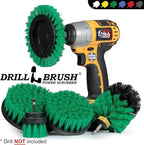 Electric Spin Scrubber Drill Power Kitchen Scrub Brush Green Kit - Cleaning Supplies for Kitchen Accessories - Drill Scrubber Attachment - Cordless Drill Set with Cast Iron Scrubber and Oven Cleaner
