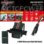 MOTOPOWER MP0609A 3.1Amp Motorcycle USB Port Kit SAE to USB Adapter On Motorcycle