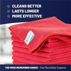MW Pro Microfiber Cleaning Cloth | Red (12 Pack) | Size 16" x 16" | All Purpose Microfiber Towels - Clean, Dust, Polish, Scrub, Absorbent